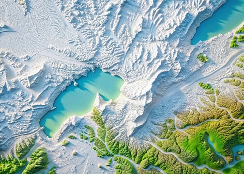 Drone Photography: White Embossed Topography Heights Map