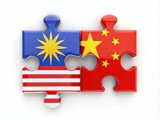 Malaysia Vietnam Flags Puzzle Documentary Style