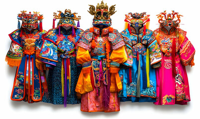 Fototapeta premium Traditional costumes displayed, showcasing vibrant colors and intricate designs.