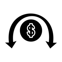 Coin and arrow down icon. Inflation icon vector. investment icon. Finance flat icon