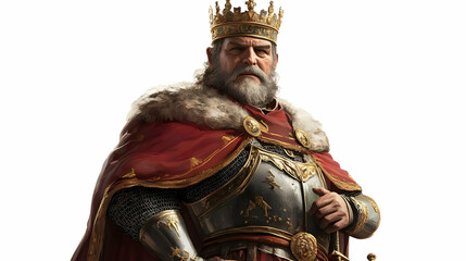 Fototapeta premium A regal king in ornate armor and a crown, symbolizing power and authority.