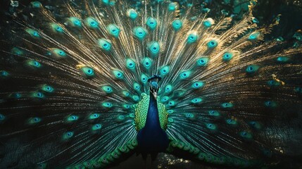Obraz premium Peacock with Spread Feathers
