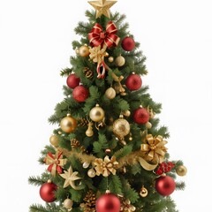 Christmas tree and decorations in a isolated white background/ X-mas tree 