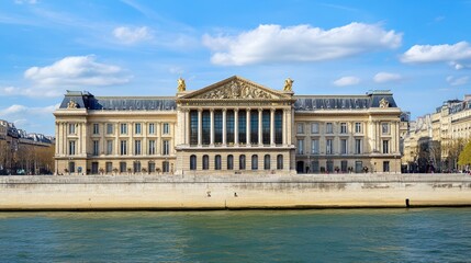 Fototapeta premium Grand Building on the Seine River in Paris