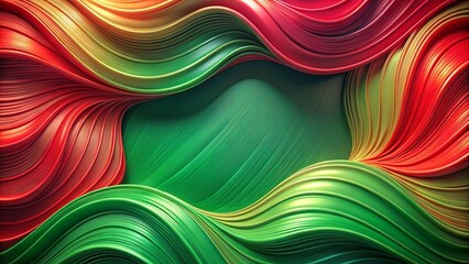 Naklejka premium Abstract Swirling Red and Green Waves with Central Frame