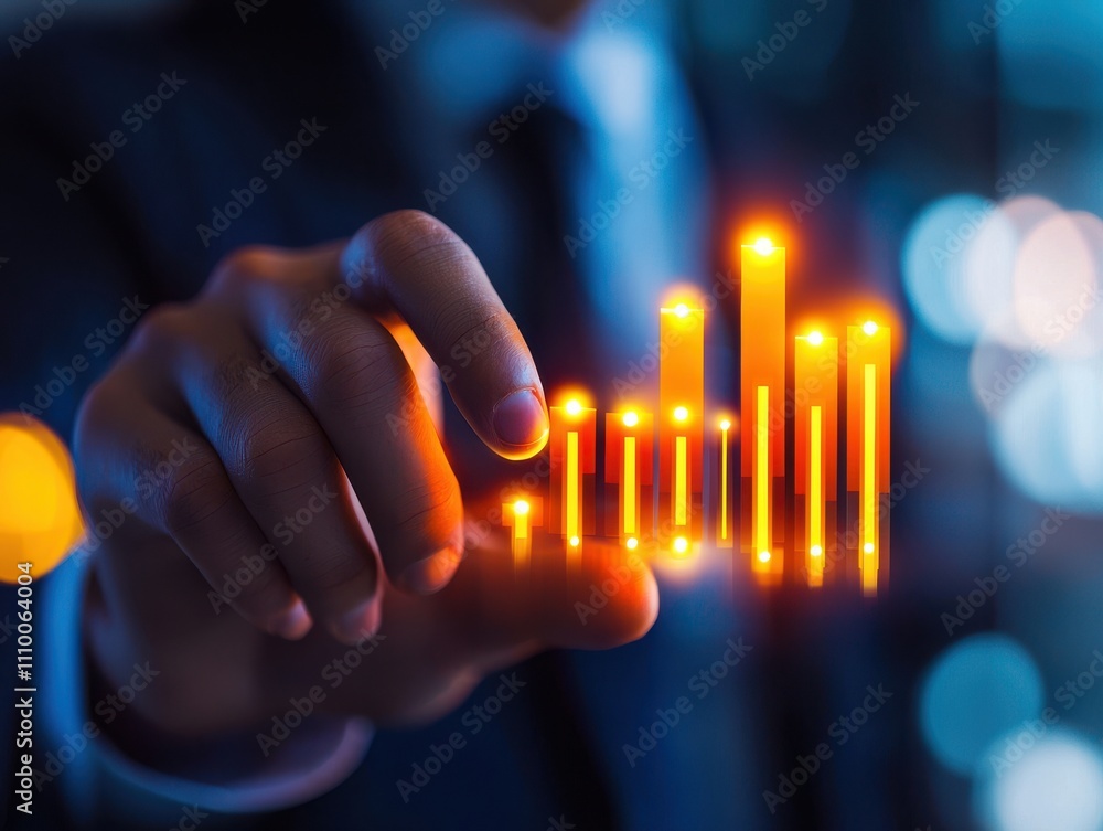Poster businessman analyzing financial data coins table concept. a business professional analyzing glowing 