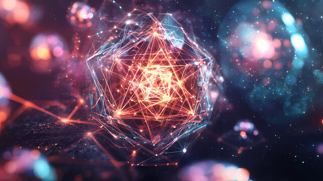 Dark background of platonic solids and sacred shapes. Sacred. Illustration