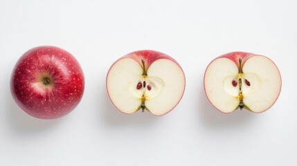 Apple themed image showing red apples isolated over a white background