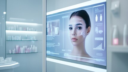 Digital Display in Beauty Clinic with Facial Analysis