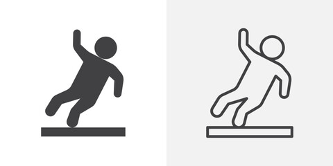 Slippery floor icon vector set. Black and white.