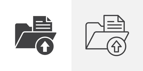 Upload file icon vector set. Black and white.