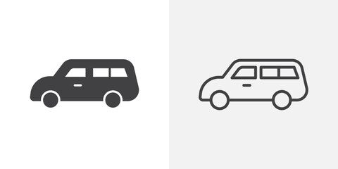 Van icon vector set. Black and white.