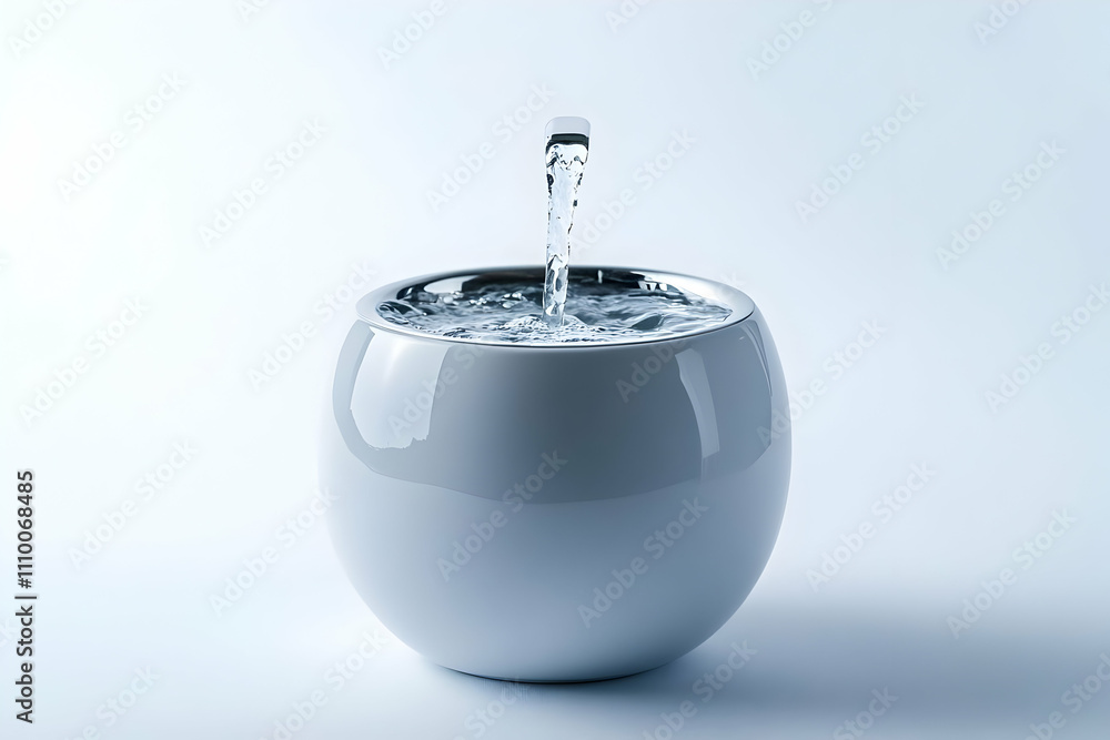 Aufkleber a modern bowl with water flowing into it, creating a serene and calming effect.