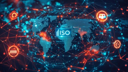 Obraz premium Futuristic Visual of ISO Certification Network Concept