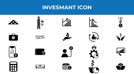 Set of Investment icon vector. Business and Finance flat icon collections