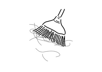 Hair fall condition: Hair fall on the floor with broom