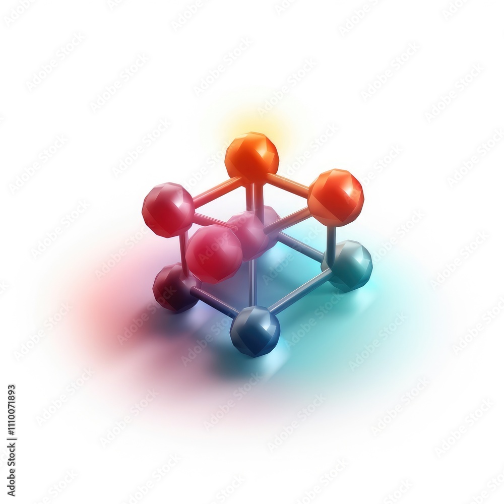 Poster 3d rendering of a colorful molecular structure.