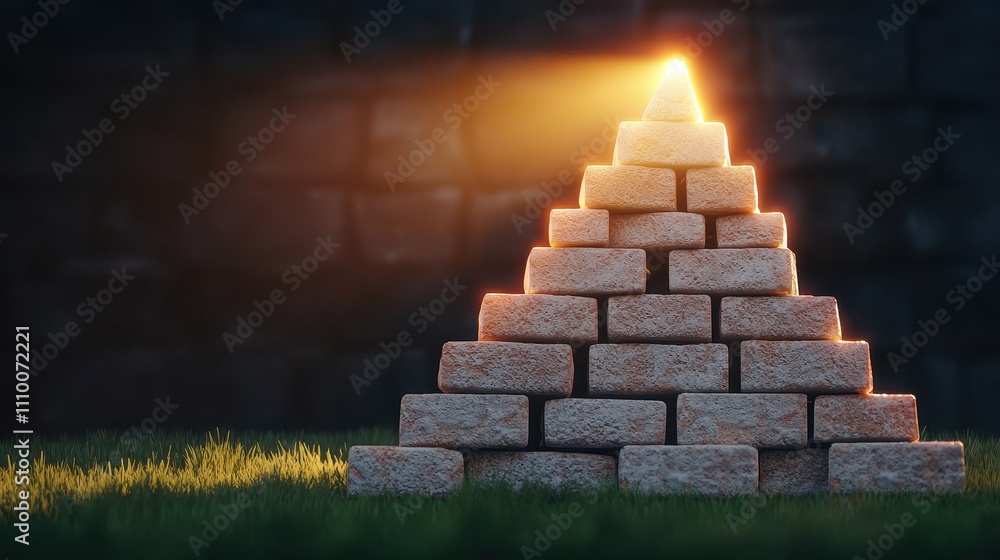 Poster business planning is the foundation of success, like a hand placing each building block with precisi
