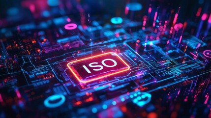 Fototapeta premium Vibrant ISO Certification Concept Graphic