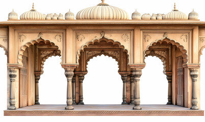 Naklejka premium A detailed architectural structure featuring arches and domes, showcasing intricate design.
