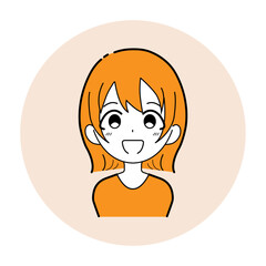 女性の正面のイラスト,オレンジ