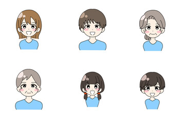 老若男女の正面のイラスト