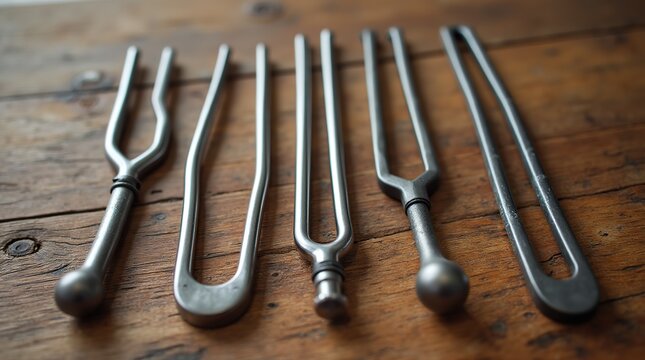 Variety of Metal Tuning Forks for Music and Sound Therapy