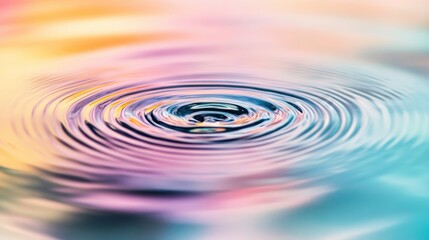 A captivating depiction of abstract multicolored ripples spreading out and converging into a central point on a soft background