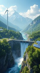 Renewable Energy Sources in a Scenic Mountain Landscape