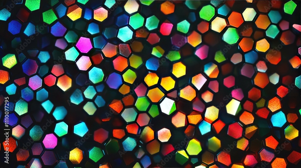 Poster abstract colorful hexagon mosaic pattern.