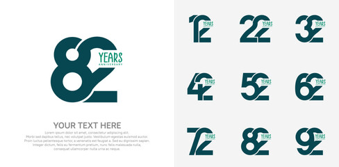 Anniversary logo set vector design, green color for celebration event