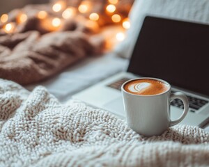Cozy Workspace with Coffee at Home