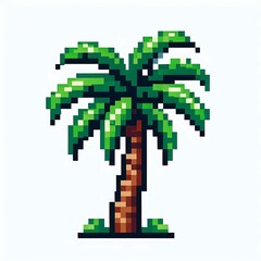 Pixel art representation of a palm tree.