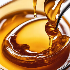 liquid honey flowing smoothly the rich amber color
