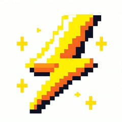 Pixelated yellow lightning bolt with sparkles.