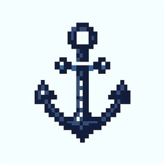 Pixel art of a dark blue anchor design.