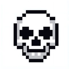 Obraz premium Pixelated skull design in monochrome colors.