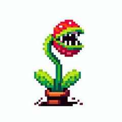 Pixel art of a carnivorous plant in a pot.