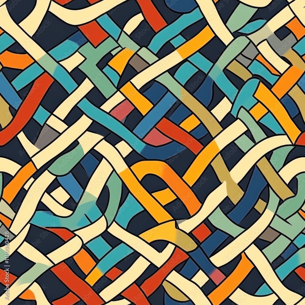 Poster abstract colorful tangled lines seamless pattern.
