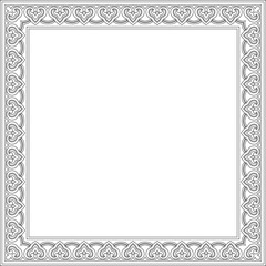 Obraz premium Vector black contour Chinese rectangle, frame. Square ornaments of oriental peoples, korea, taiwan, china, hong kong, indonesi