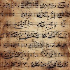 Sheet music on aged paper background.