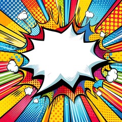 Fototapeta premium Colorful comic-style explosion with blank space.