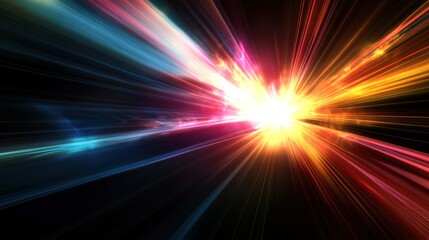 A captivating scene of abstract multi-colored lines intertwining to create a dynamic, unified formation on a dark background