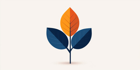 Stylized plant illustration with colorful leaves and simple design