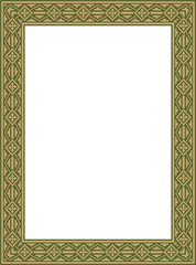 Vector gold with green square classic renaissance ornament. Rectangle, european border, revival style frame