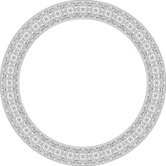 Vector black contour round classic renaissance ornament. Circle, ring, european border, revival style frame