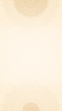 Looping Animation Of Intricate Mandala Pattern Featuring Gold Accents on Beige Vertical Background