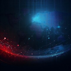 Abstract digital world map with data visualization.