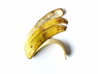 peeled banana isolated on white background 