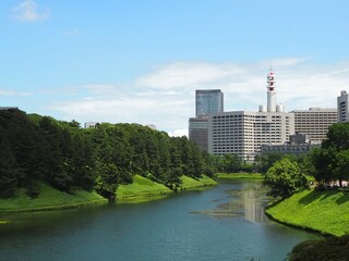 皇居の濠とビル